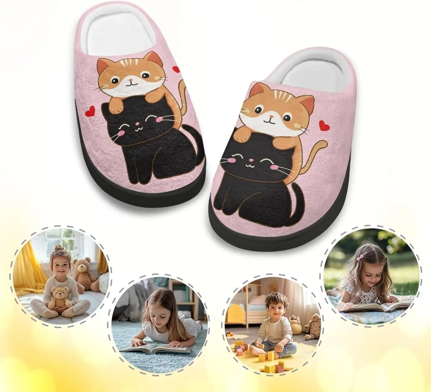 Fuzzy House Slippers for Kids Warm Comfort Outdoor Indoor Slipper Winter Cozy Cotton Non-Slip Slippers for Toddler Boys Girls US 9-15