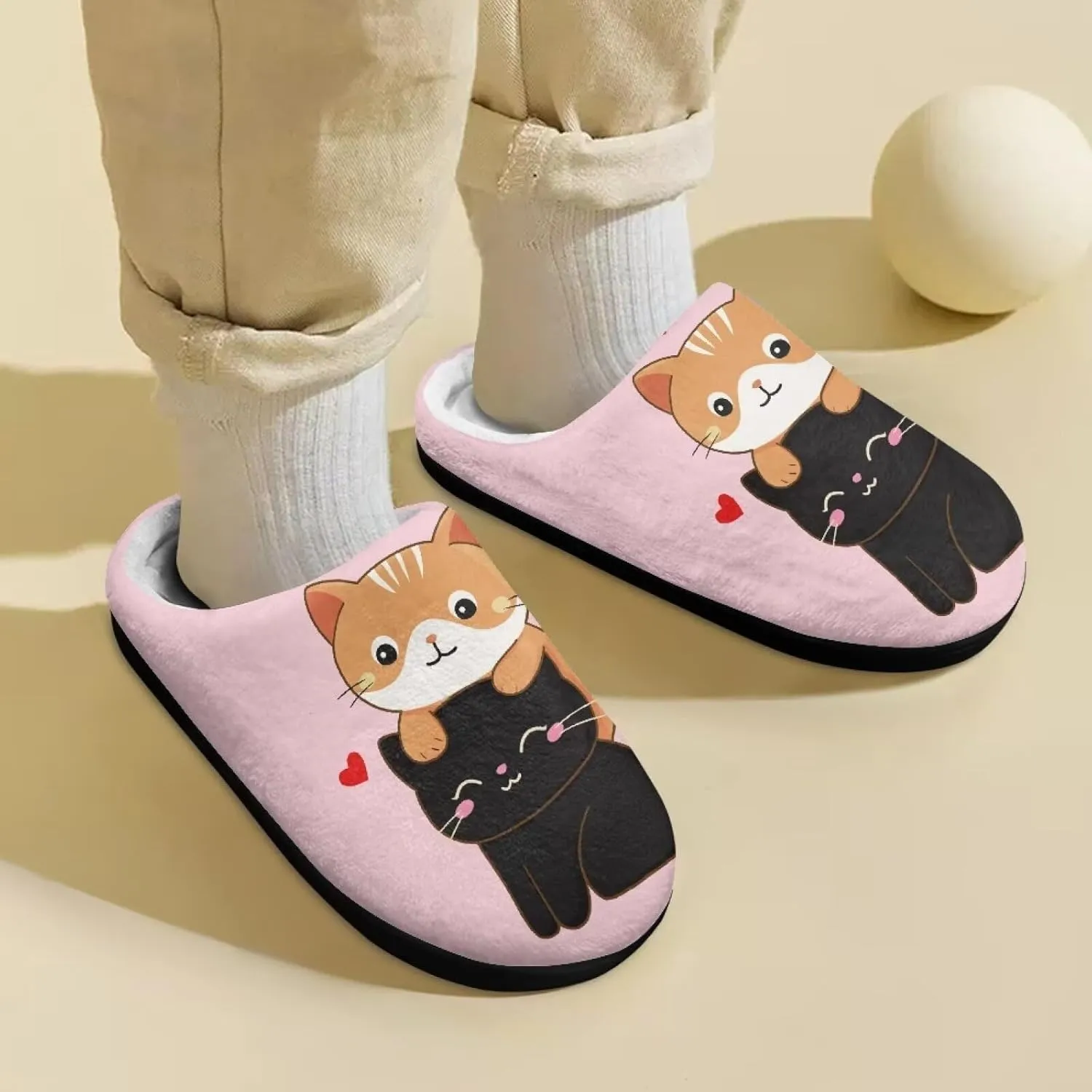 Fuzzy House Slippers for Kids Warm Comfort Outdoor Indoor Slipper Winter Cozy Cotton Non-Slip Slippers for Toddler Boys Girls US 9-15