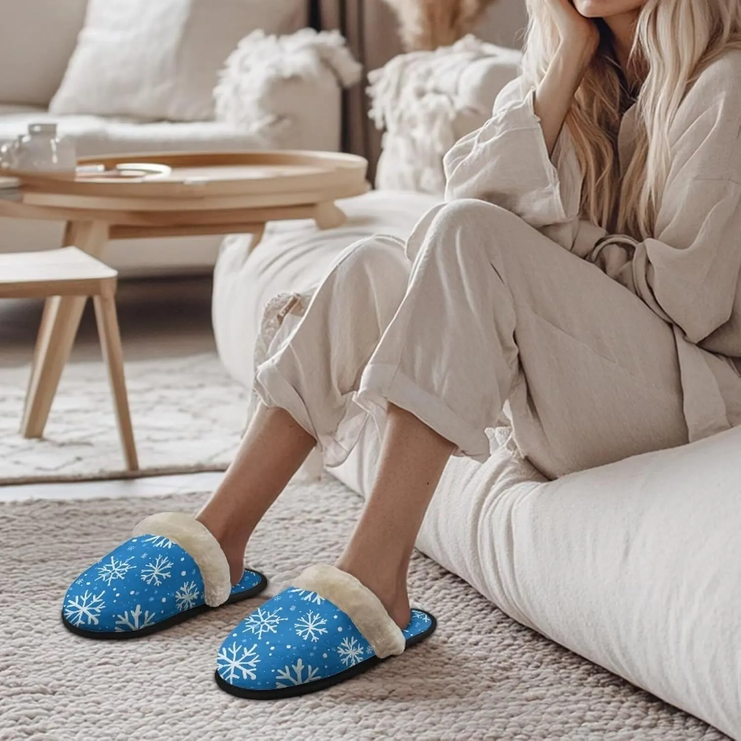 Fuzzy Slippers Cotton Casual House Slippers Breathable Slipper Cozy Flannel Slipper Soft Non-slip Slides Slippers Bedroom Slippers