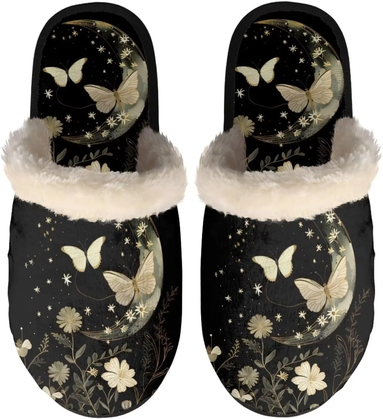 Fuzzy Slippers Cotton Casual House Slippers Breathable Slipper Cozy Flannel Slipper Soft Non-slip Slides Slippers Bedroom Slippers