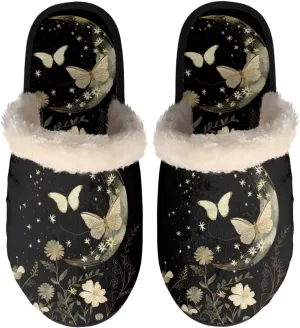 Fuzzy Slippers Cotton Casual House Slippers Breathable Slipper Cozy Flannel Slipper Soft Non-slip Slides Slippers Bedroom Slippers