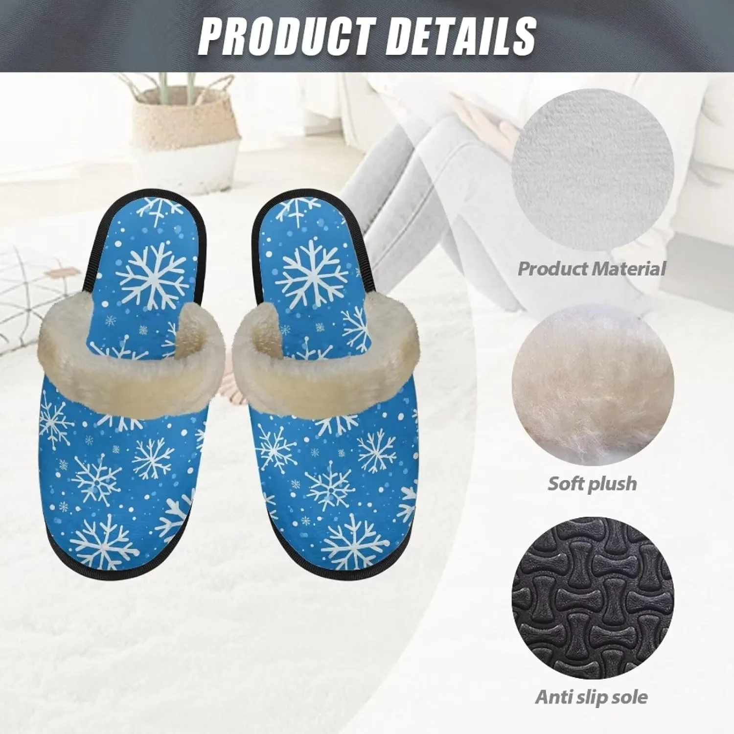 Fuzzy Slippers Cotton Casual House Slippers Breathable Slipper Cozy Flannel Slipper Soft Non-slip Slides Slippers Bedroom Slippers