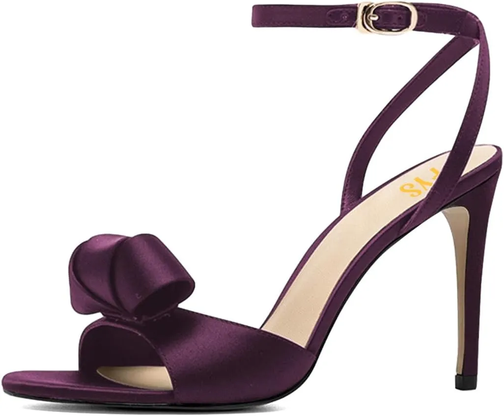 FYS Women's Simple Open Toe Heeled Sandals Elegant Decor Stiletto High Heels Cross Ankle Strap Party Dress Prom Shoes Size 4-16 US
