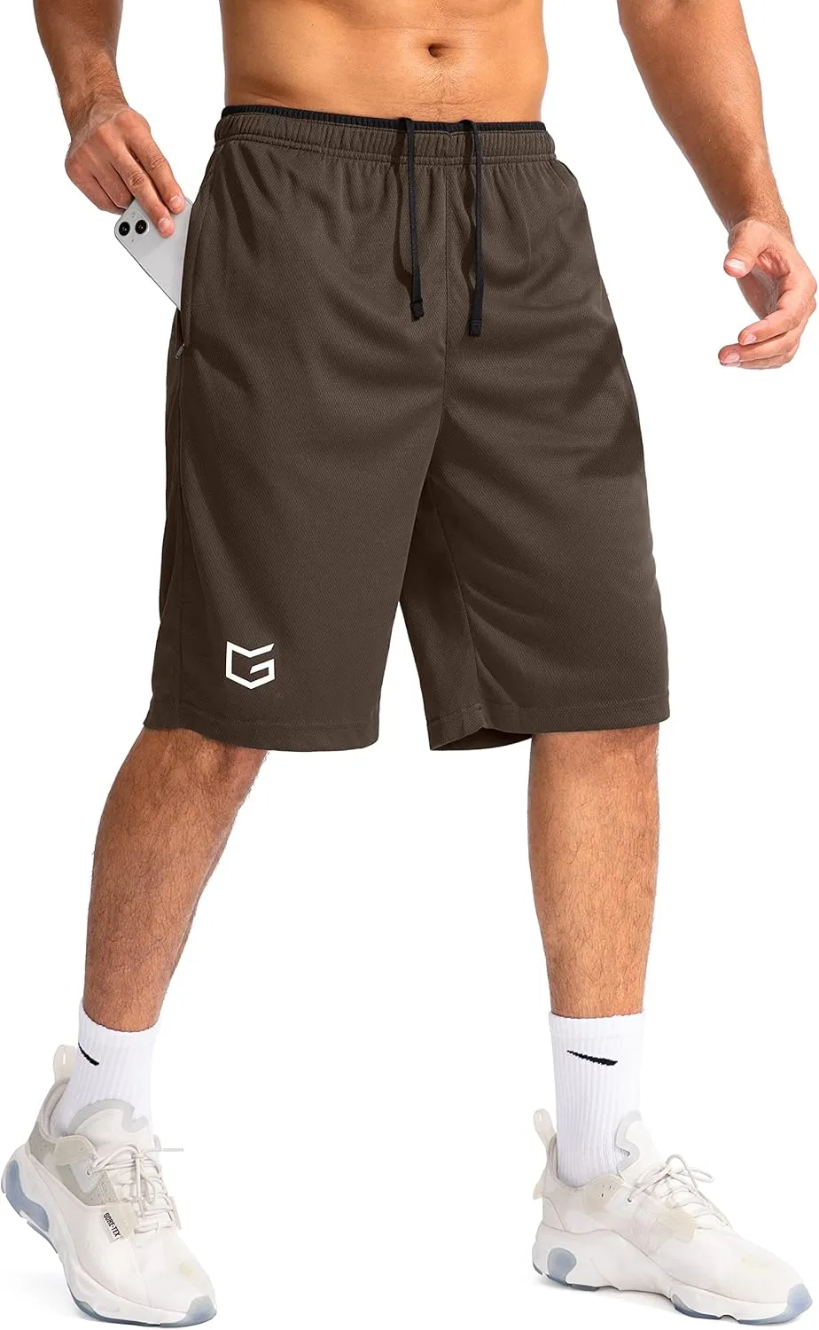G Gradual Men's Basketball Shorts with Zipper Pockets Lightweight Quick Dry 11" Long Shorts for Men Athletic Gym