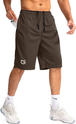 G Gradual Men's Basketball Shorts with Zipper Pockets Lightweight Quick Dry 11" Long Shorts for Men Athletic Gym