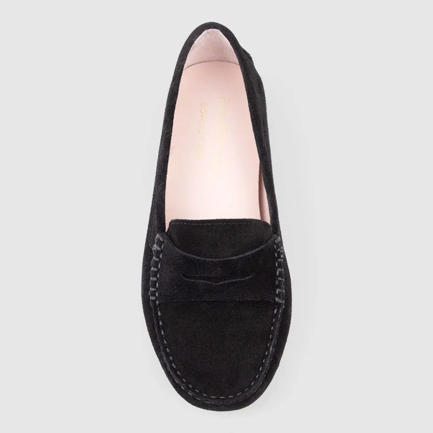 GAMET Loafer with Stitching in Black Suede