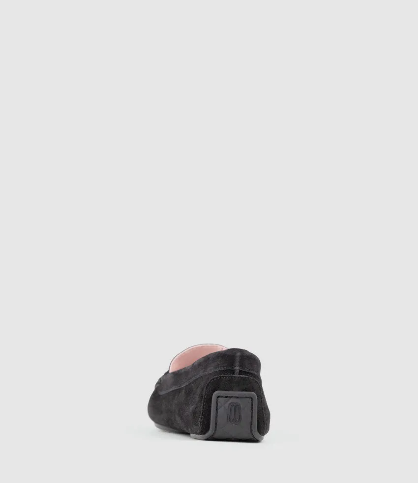 GAMET Loafer with Stitching in Black Suede