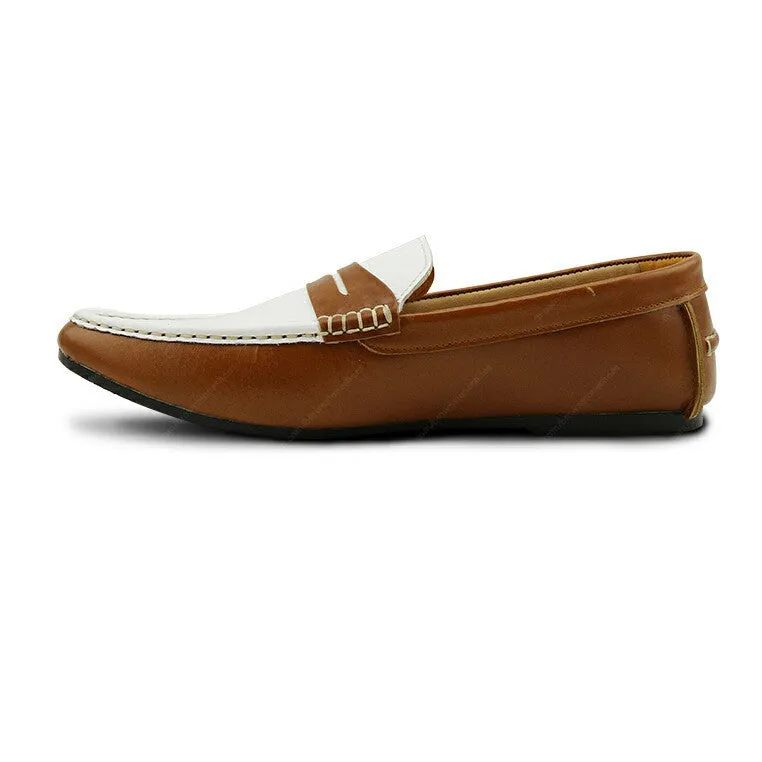 Gentle Leather Loafer Natural Beige and White