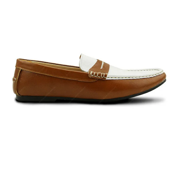 Gentle Leather Loafer Natural Beige and White