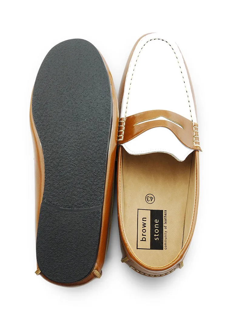 Gentle Leather Loafer Natural Beige and White