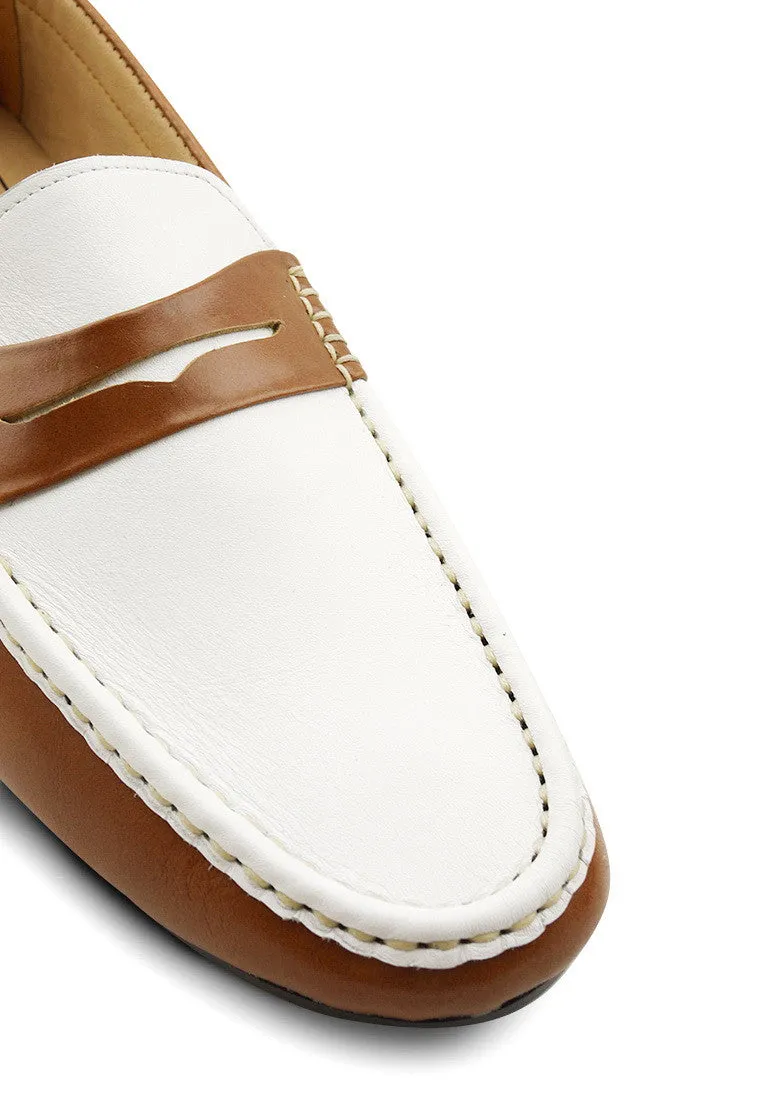 Gentle Leather Loafer Natural Beige and White