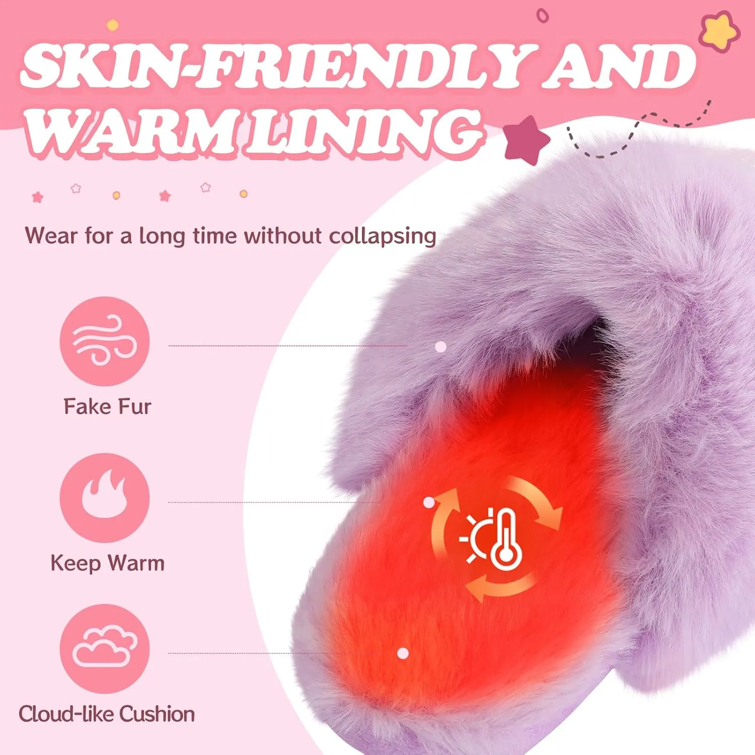 Girls Plush House Slippers Fluffy Multicolor Mermaid Slippers, Cute Faux Fur Slip-on Shoes Memory Foam House Slipper