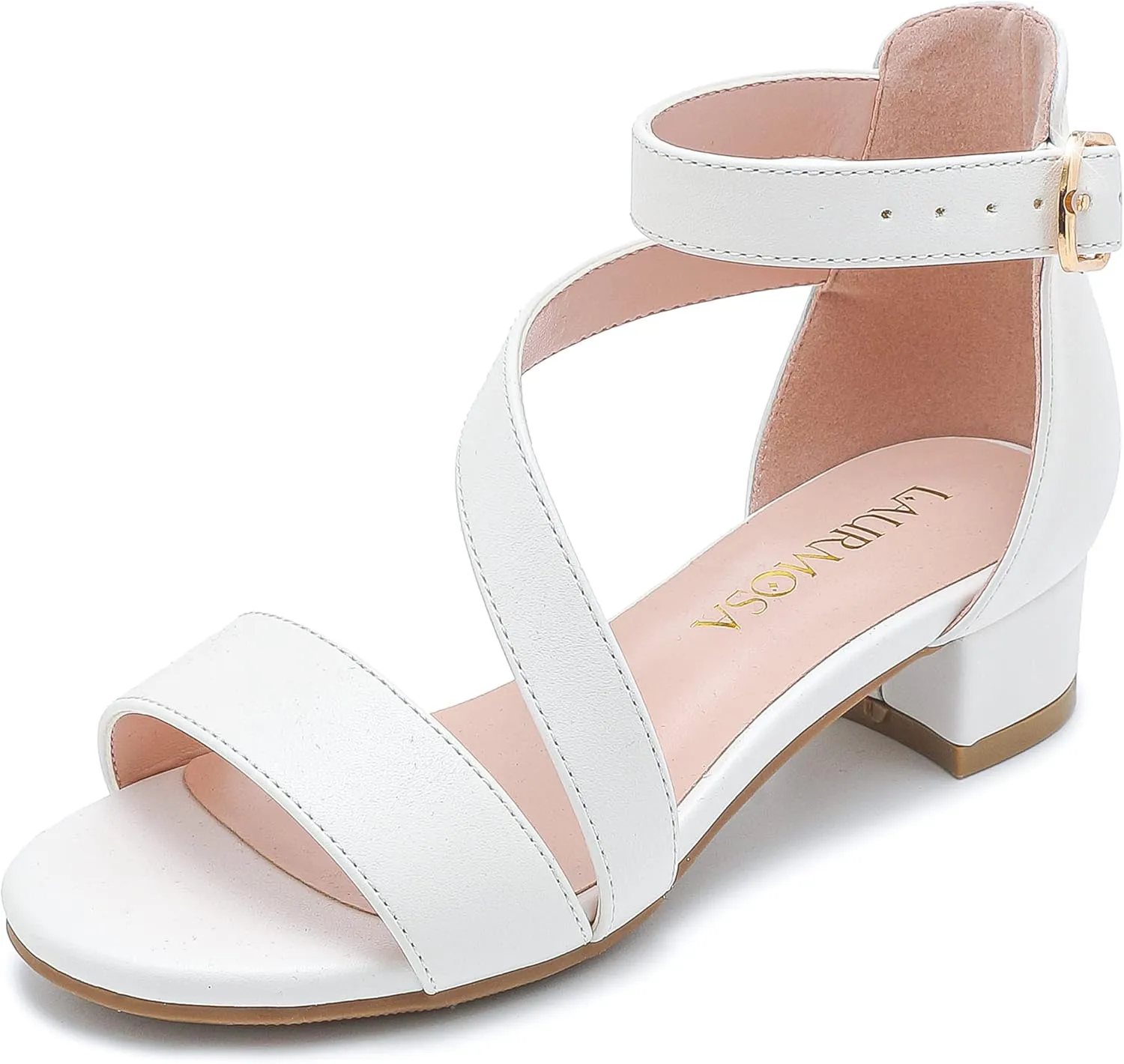 Girls Sandals Kids Heels Open Toe Ankle Strap Dress Shoes Flower Wedding Party for Toddler Little Big Kid