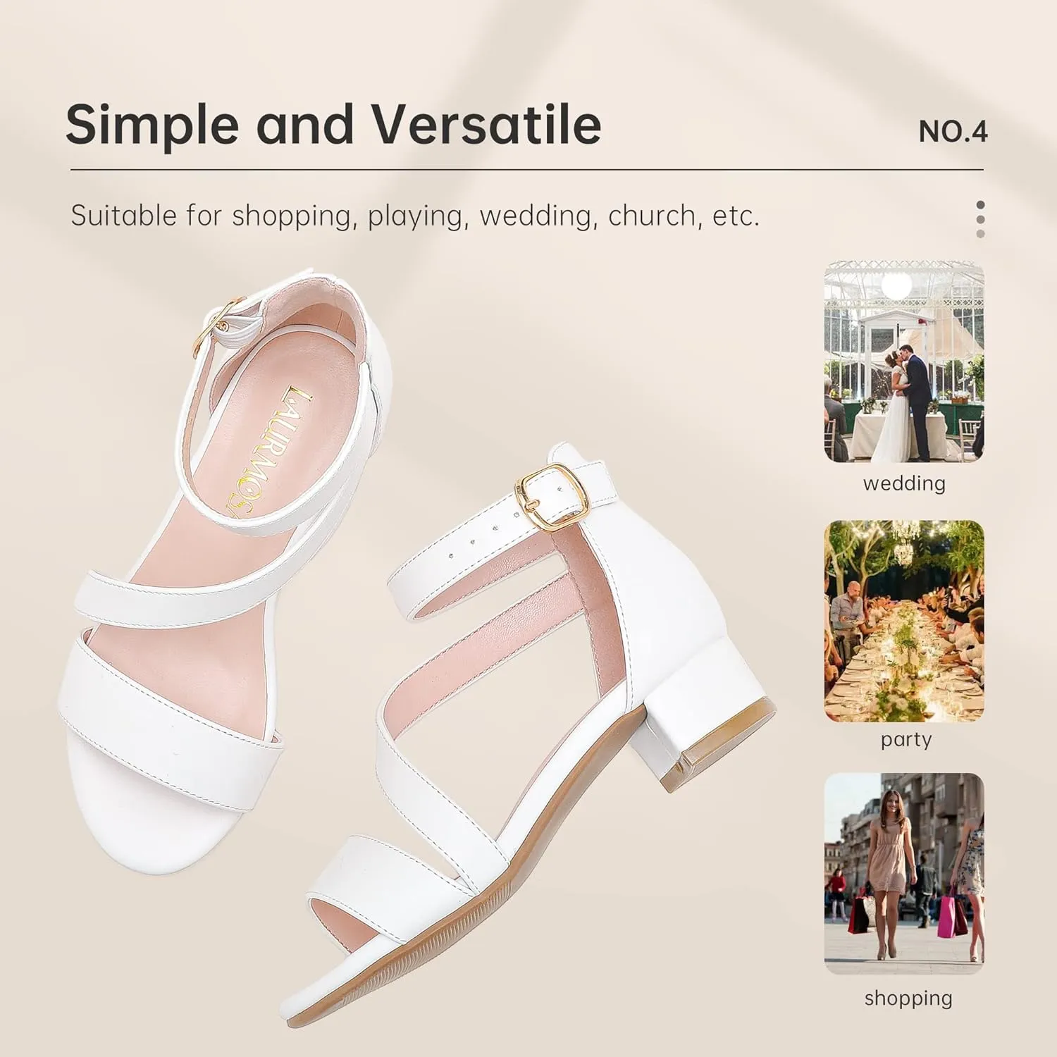 Girls Sandals Kids Heels Open Toe Ankle Strap Dress Shoes Flower Wedding Party for Toddler Little Big Kid