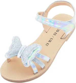 Girls Sandals Open Toe Flat Sandals for Girls Shiny Princess Sandals Wedding Party Shoes