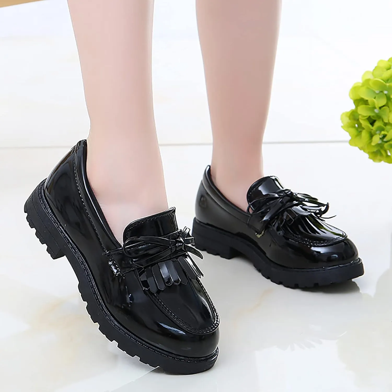 Girls Shoes Size 8 Girls Slip On Leather Loafer Tassel Bow School Dress Shoes for Girls 4t Tennis Shoes Girls