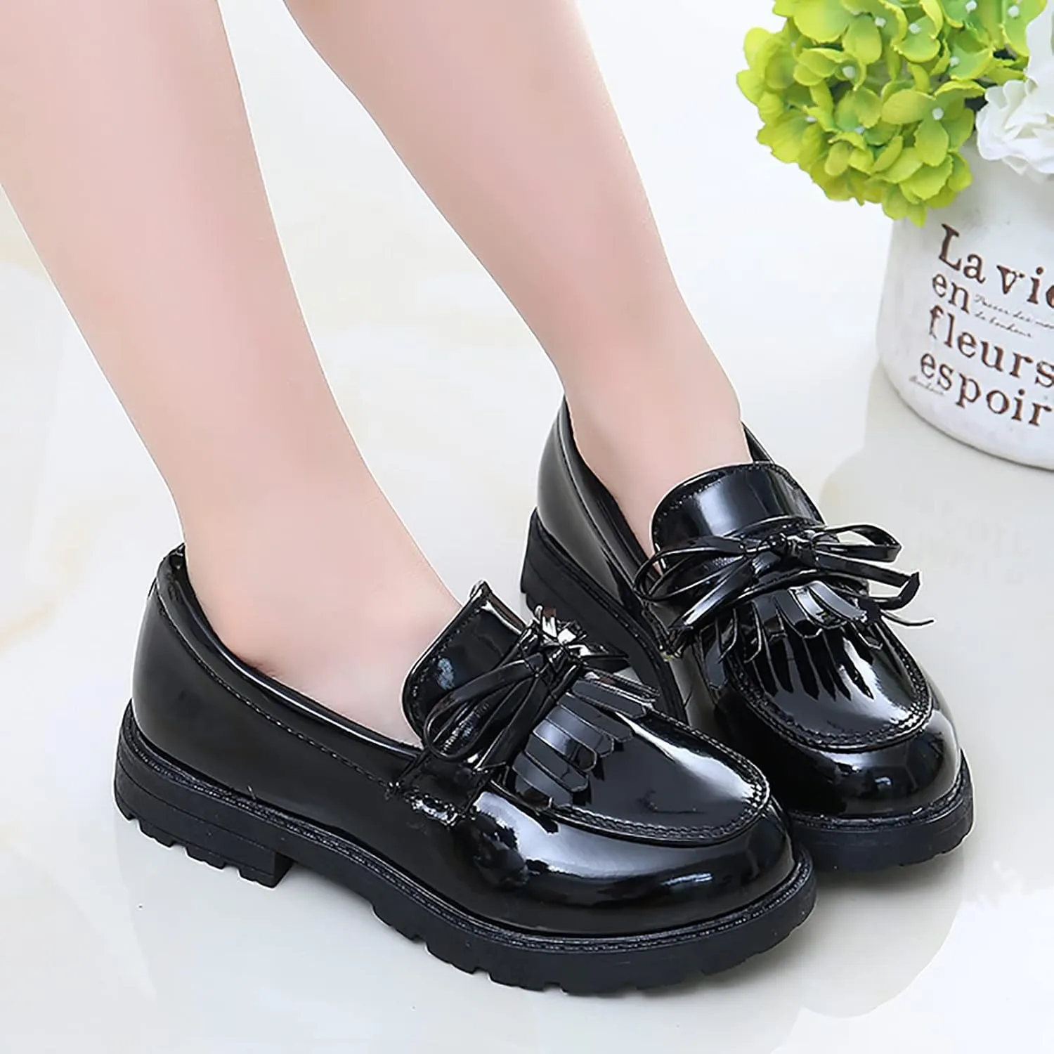 Girls Shoes Size 8 Girls Slip On Leather Loafer Tassel Bow School Dress Shoes for Girls 4t Tennis Shoes Girls