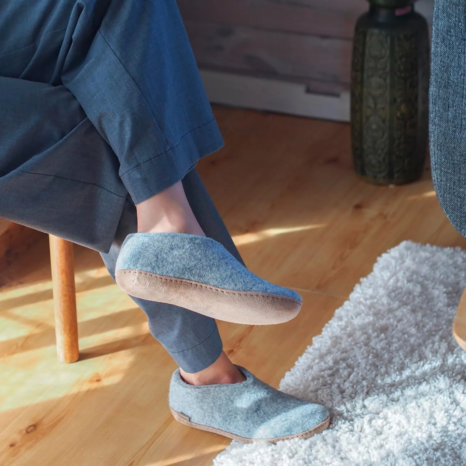 Glerups 100% Gotland Sheep Wool Boot Slipper with leather sole - Unisex