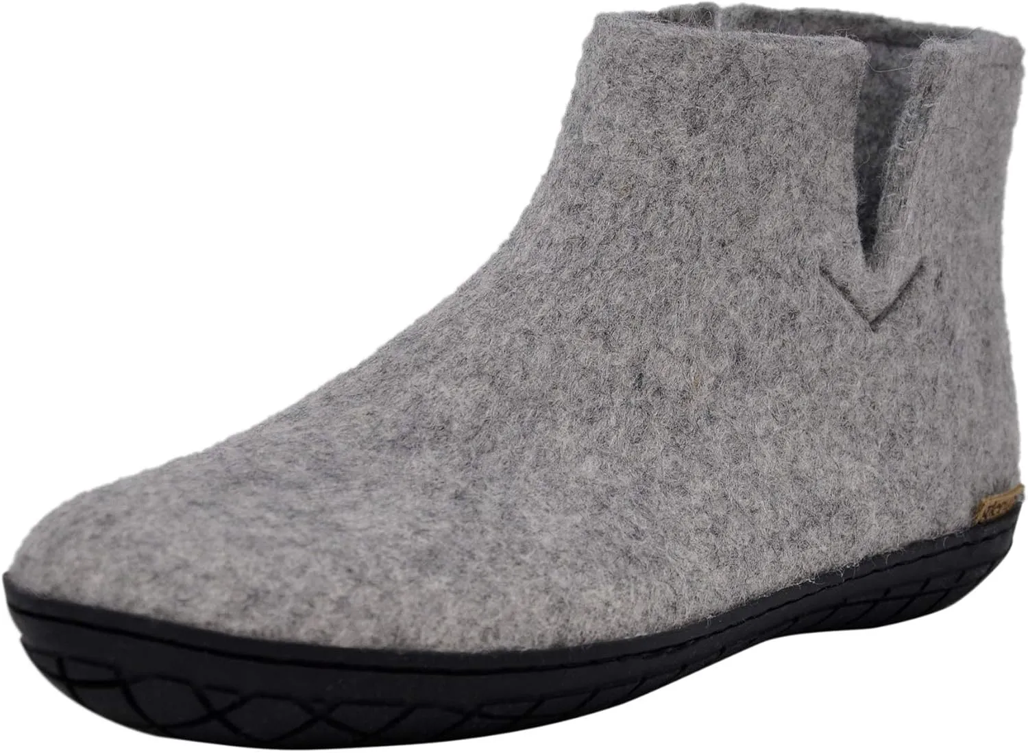 Glerups 100% Gotland Sheep Wool Boot Slipper with rubber sole - Unisex - Grey (Black rubber) - Size 8.5