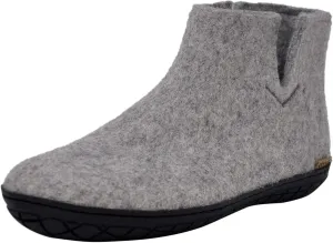 Glerups 100% Gotland Sheep Wool Boot Slipper with rubber sole - Unisex - Grey (Black rubber) - Size 8.5