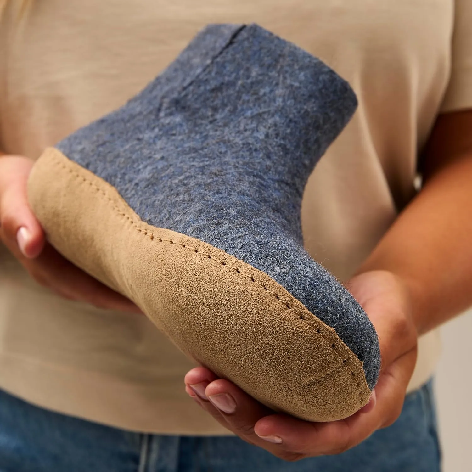 Glerups 100% high quality wool mix Boot Slipper with leather sole - Unisex
