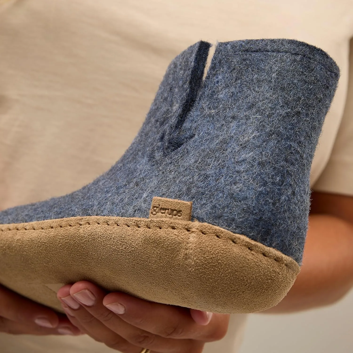 Glerups 100% high quality wool mix Boot Slipper with leather sole - Unisex