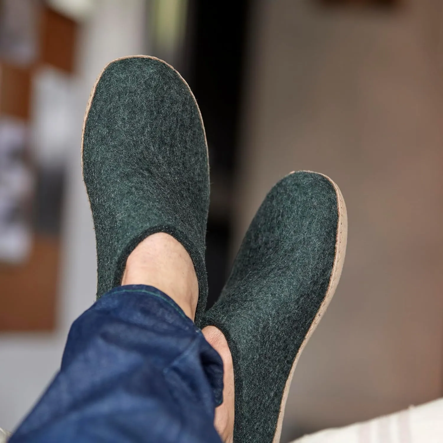 Glerups 100% high quality wool mix Boot Slipper with leather sole - Unisex