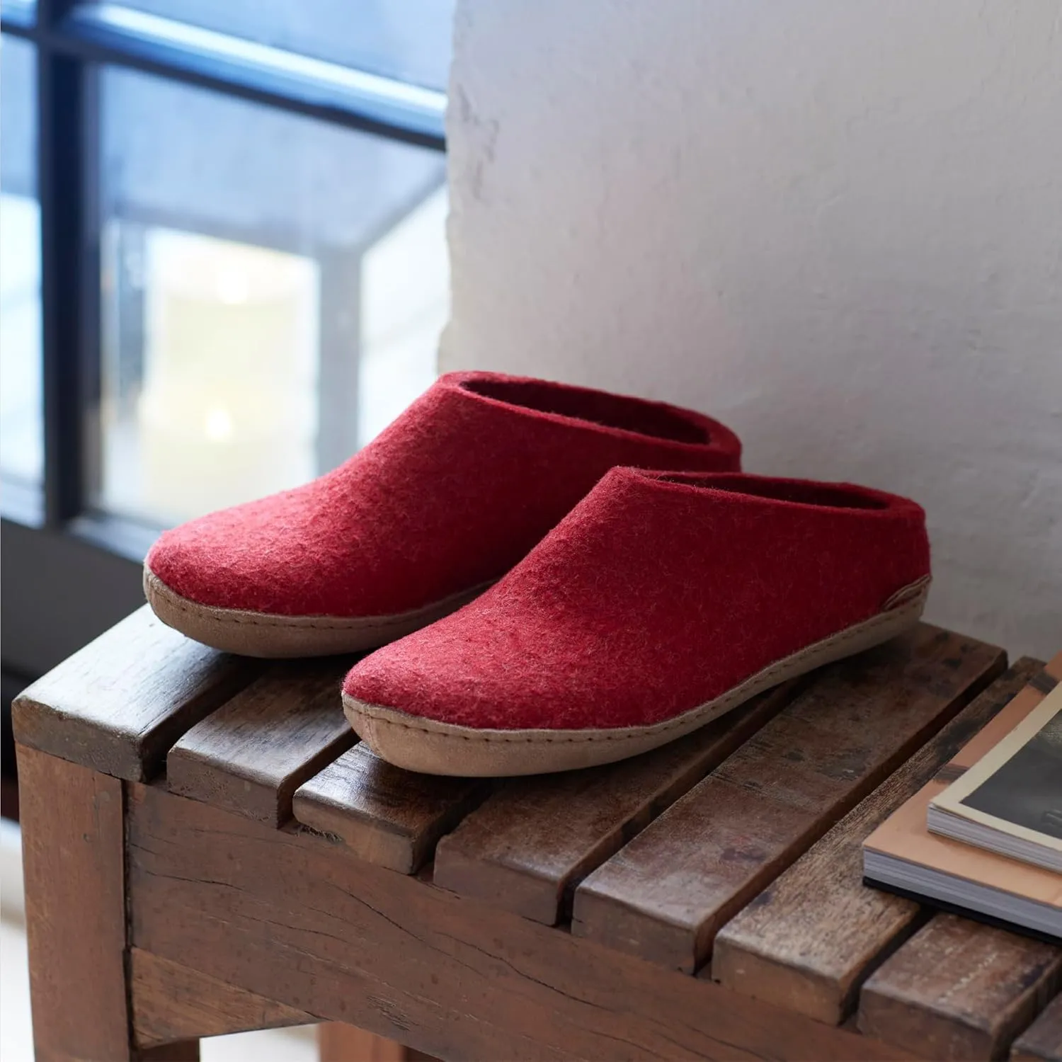 Glerups 100% high quality wool mix Slipper with leather sole - Unisex Slip-on