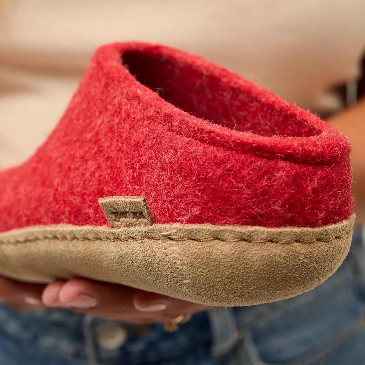 Glerups 100% high quality wool mix Slipper with leather sole - Unisex Slip-on