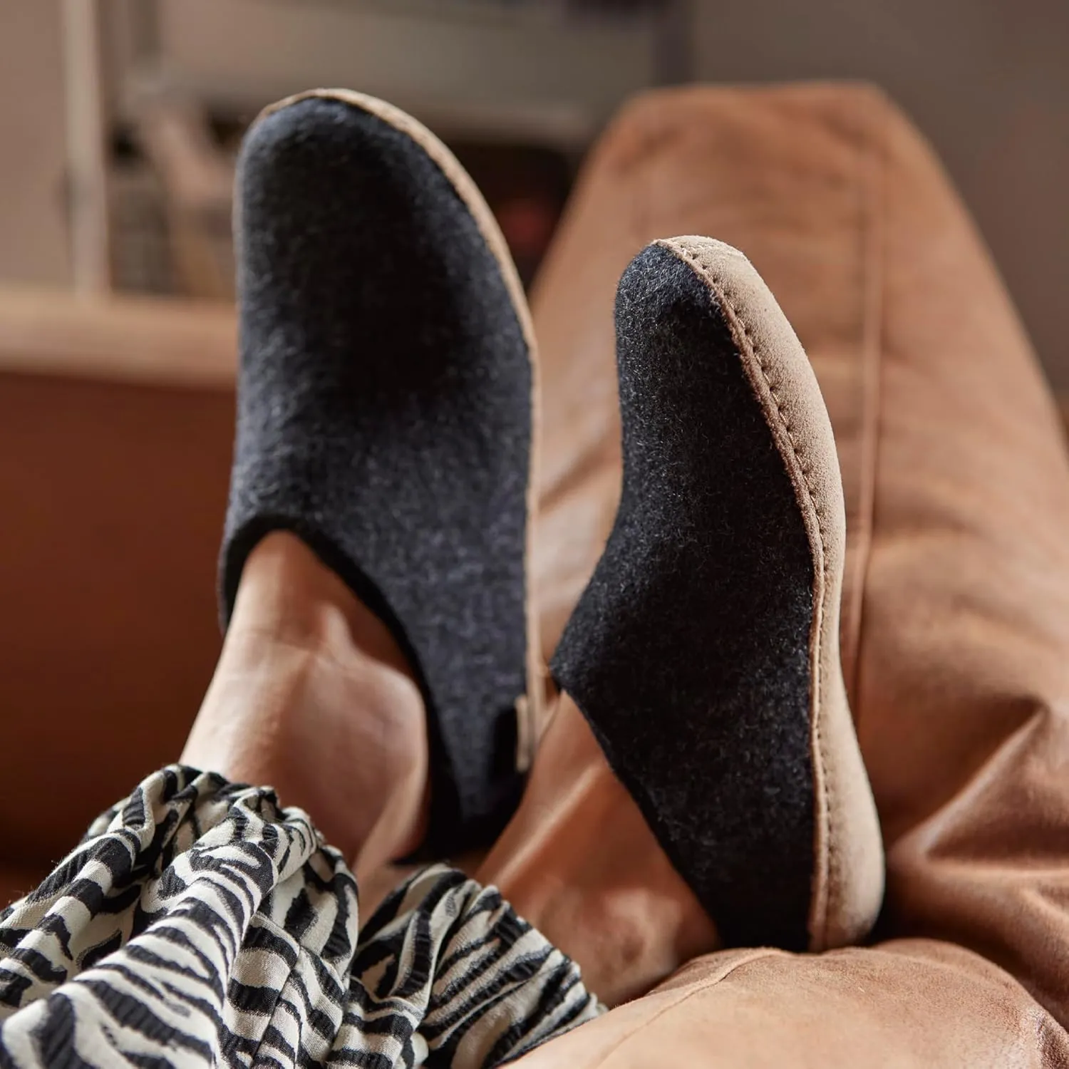 Glerups 100% high quality wool mix Slipper with leather sole - Unisex Slip-on