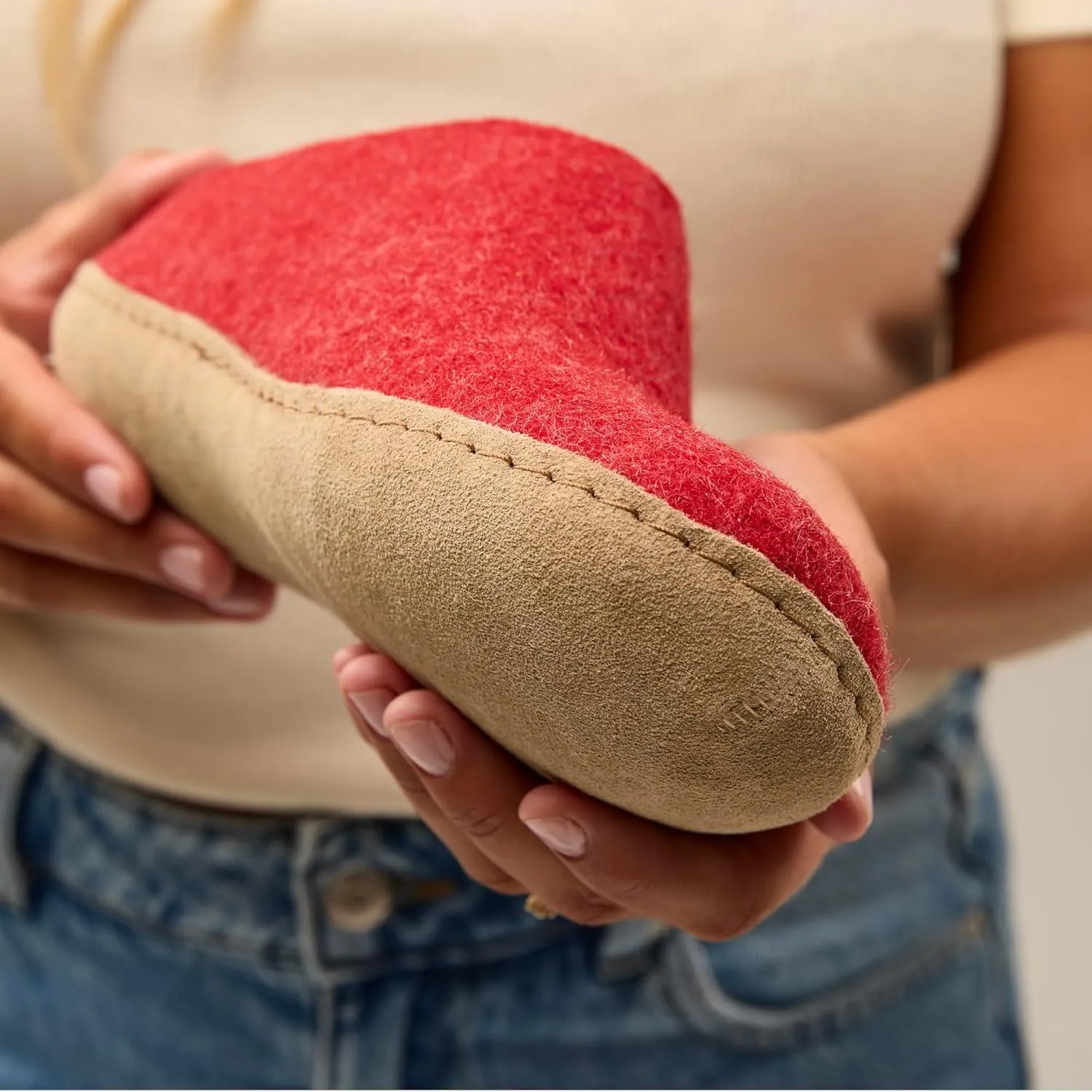 Glerups 100% high quality wool mix Slipper with leather sole - Unisex Slip-on
