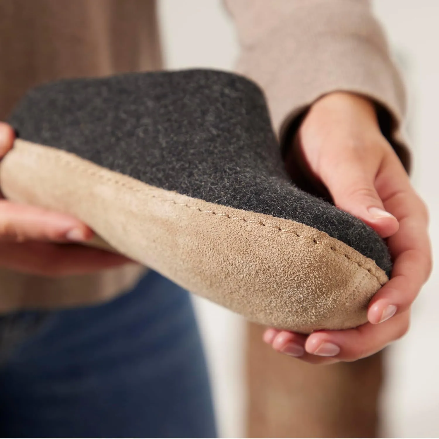 Glerups 100% high quality wool mix Slipper with leather sole - Unisex Slip-on