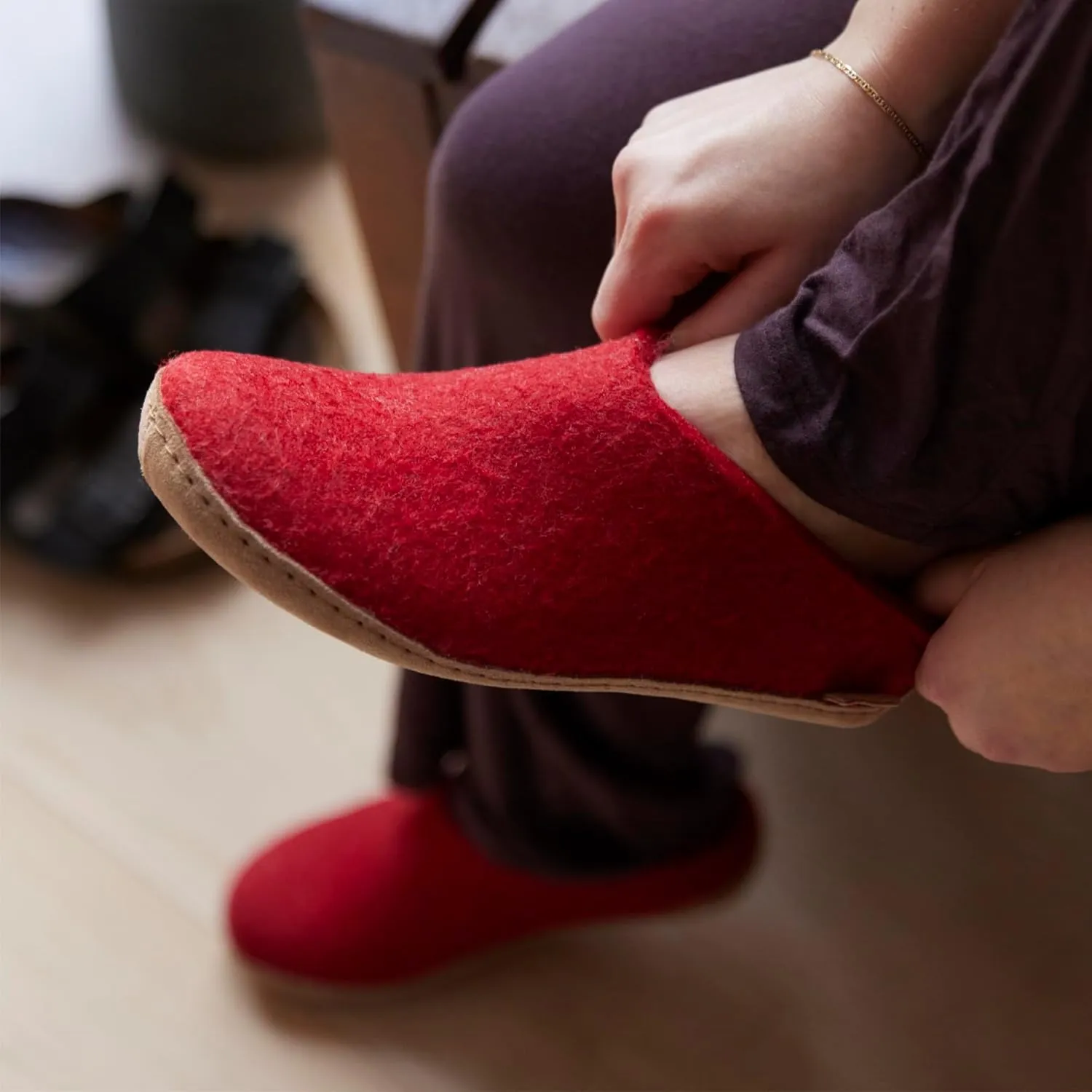 Glerups 100% high quality wool mix Slipper with leather sole - Unisex Slip-on