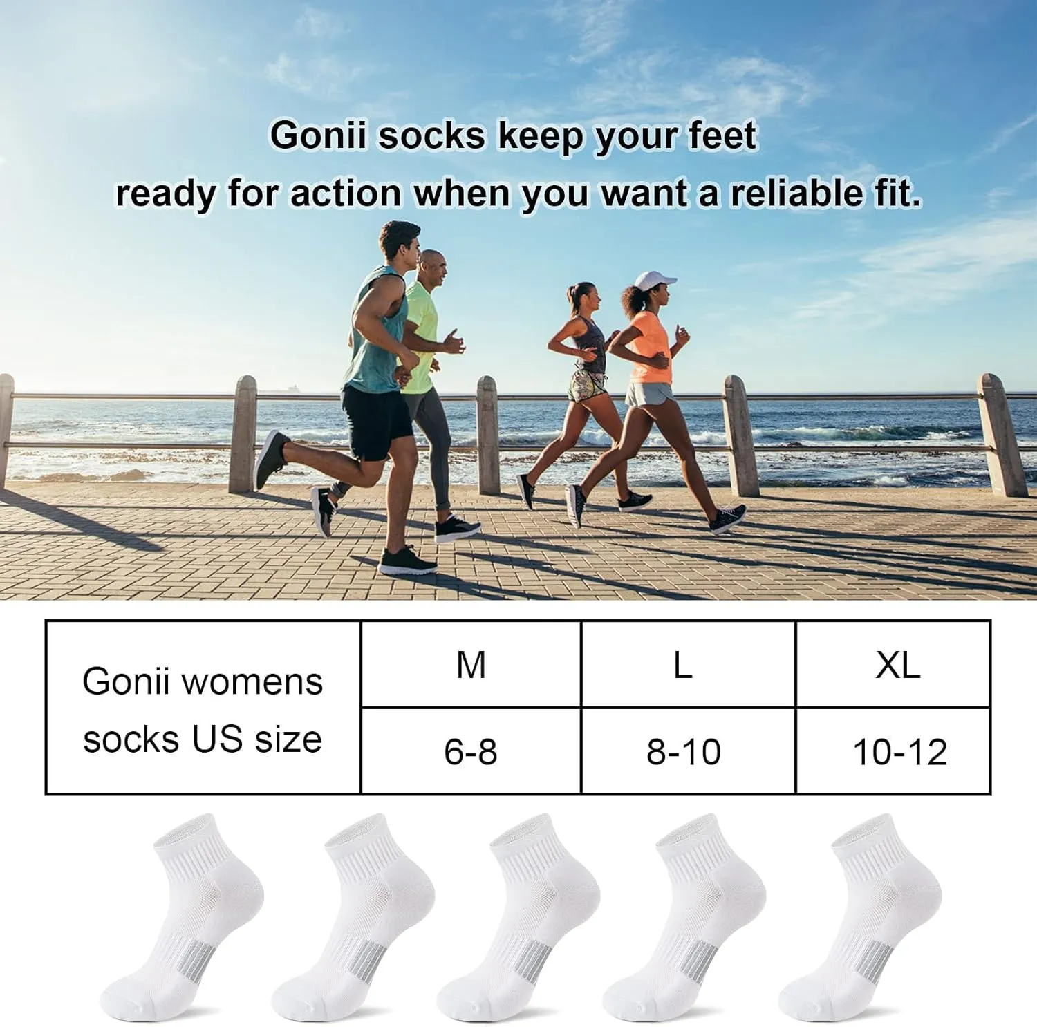 Gonii Ankle Socks Womens Athletic Thick Cushioned Running Hiking Low Cut 5-Pairs