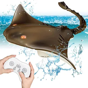 GoolRC Remote Control Shark Boat for Swimming Pool, 2.4G RC Stingray Toys for Kids Age 7-14, Sealed Waterproof RC Boat with Two Rechargeable Batteries High Simulation Animal Water Toys
