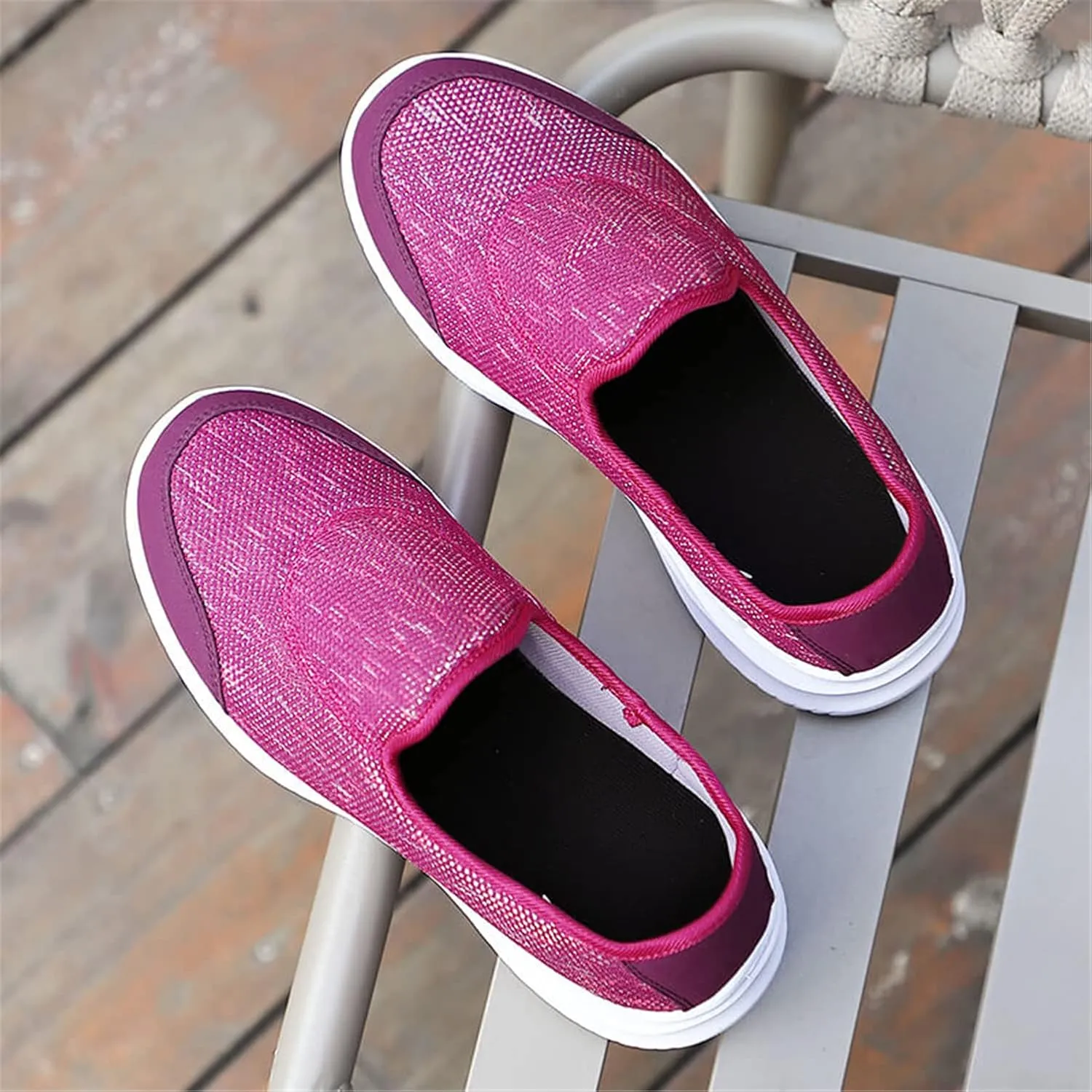GOSPT Women's Knit Slip on Loafers Lightweight Nurse Walking Flat Sneakers Work Shoes