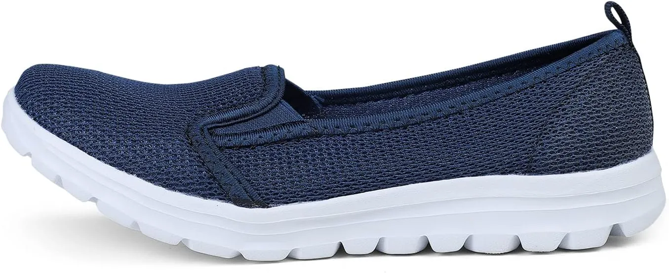 GOSPT Women's Knit Walking Shoes Lightweight Breathable Mesh Slip on Low Top Loafer Flats