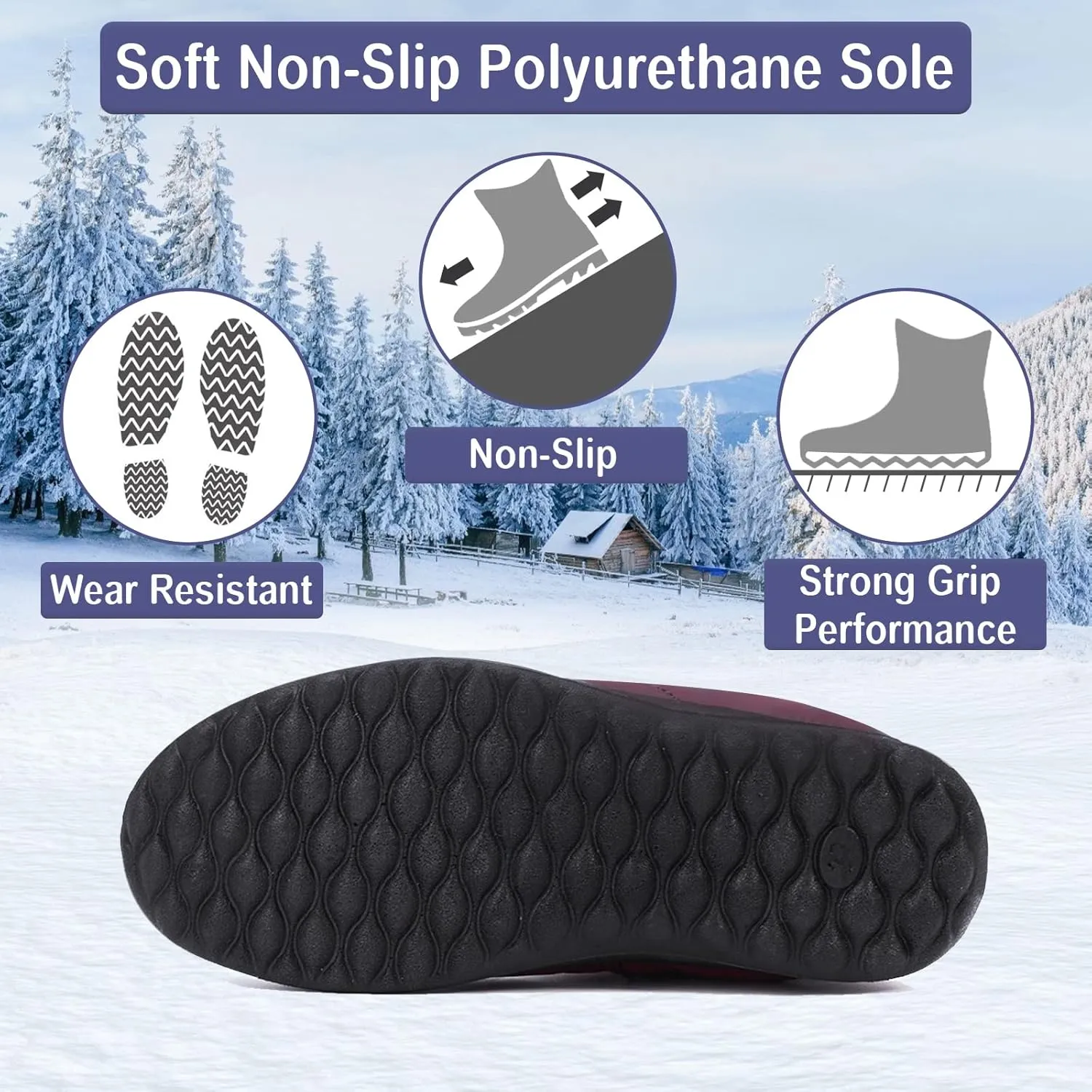 gracosy Snow Boots for Women, Warm Ankle Bootie Waterproof Outdoor Snow Anit-Slip Boots Slip On Lined Winter Shoes for Ladies