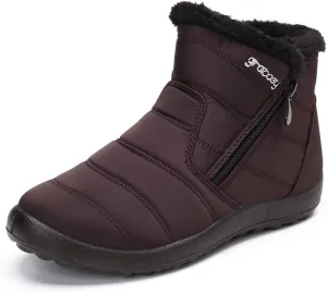 gracosy Warm Snow Boots, Women's Winter Ankle Bootie Anti-Slip Fur Lined Ankle Short Boots Waterproof Slip On Outdoor Shoes