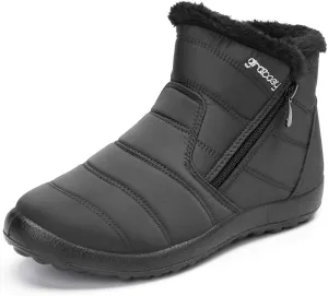 gracosy Warm Snow Boots, Women's Winter Ankle Bootie Anti-Slip Fur Lined Ankle Short Boots Waterproof Slip On Outdoor Shoes