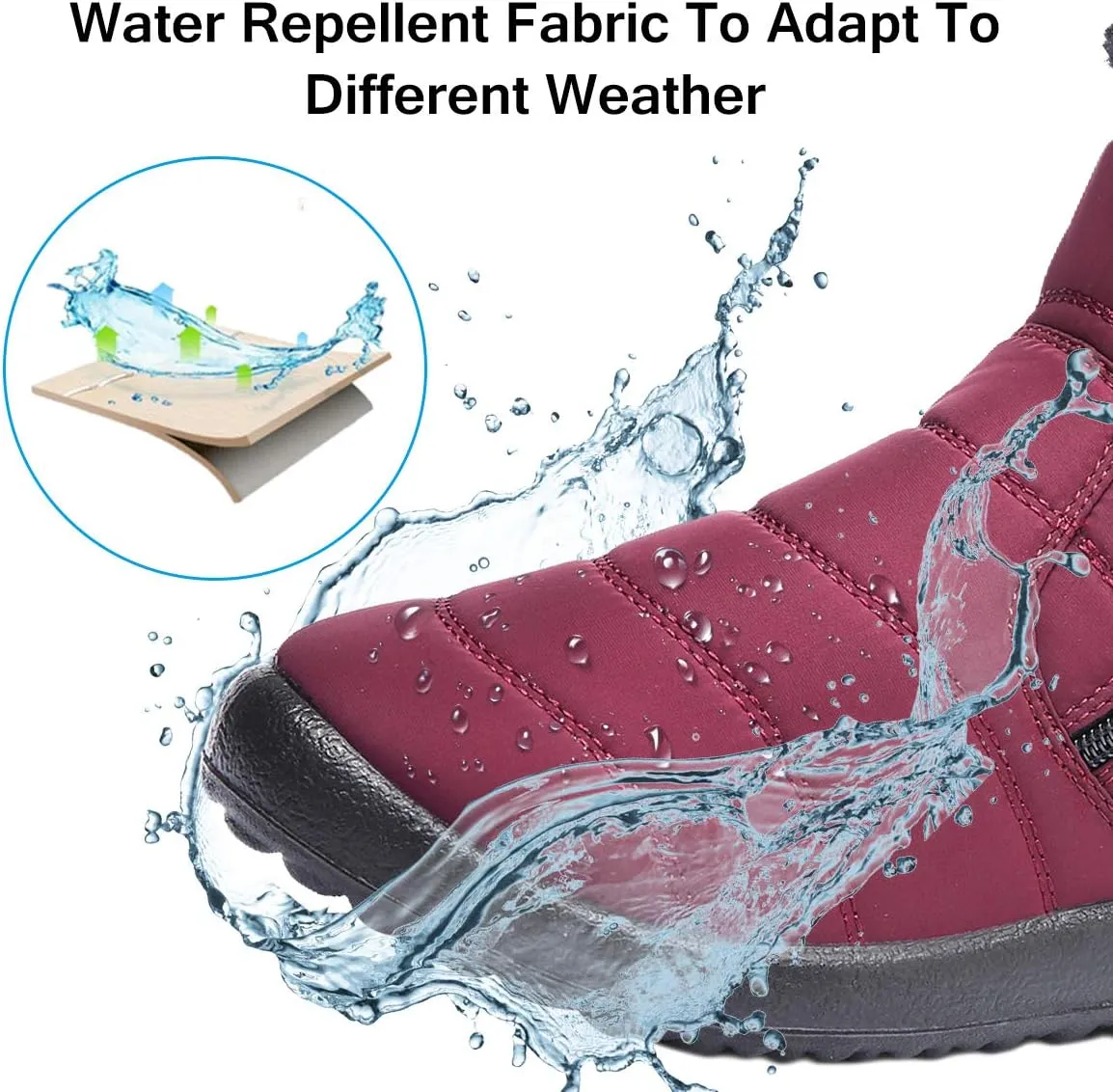 gracosy Warm Snow Boots, Women's Winter Ankle Bootie Anti-Slip Fur Lined Ankle Short Boots Waterproof Slip On Outdoor Shoes