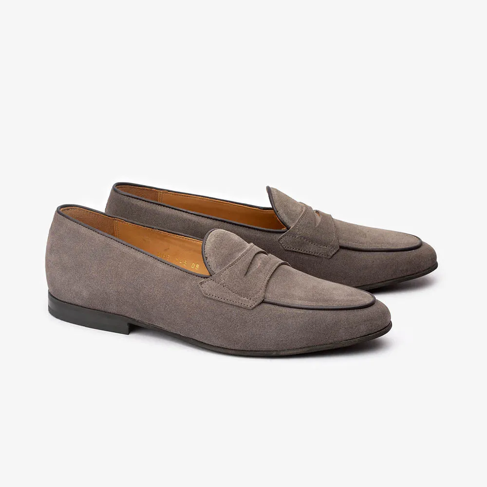 Grey Suede Belgian Penny Loafer