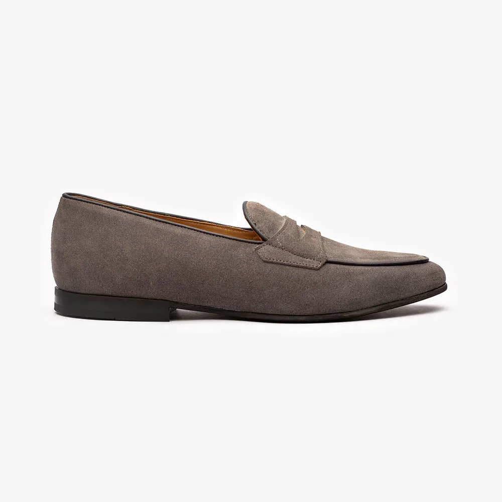 Grey Suede Belgian Penny Loafer