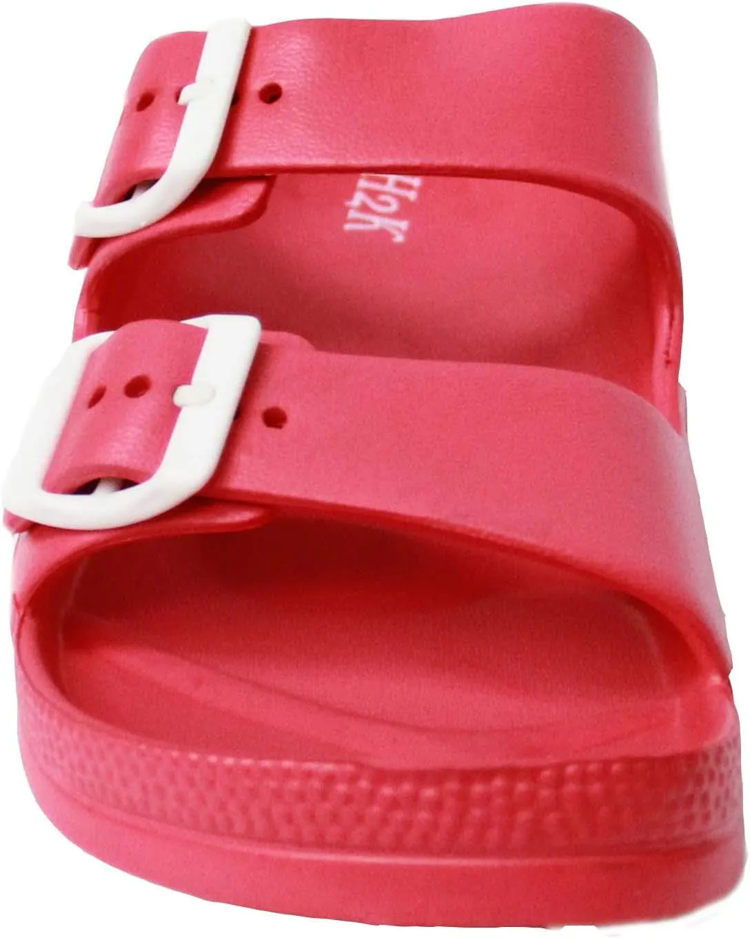 H2K Women's Lightweight Comfort Soft Slides EVA Adjustable Double Buckle Flat Sandals Buddy
