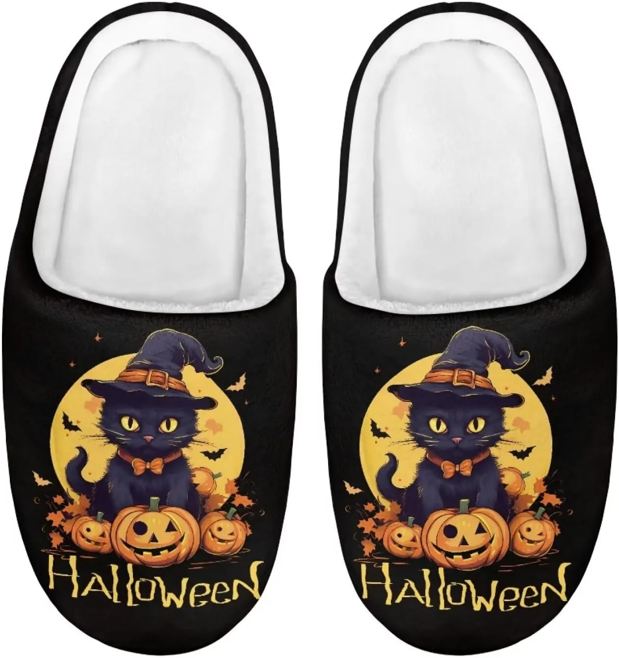 Halloween Plush Slippers for Kid Soft Slippers Floral Fluffy Fuzzy Slip-On Anti-Skid Outdoor Home Slipper for Kids