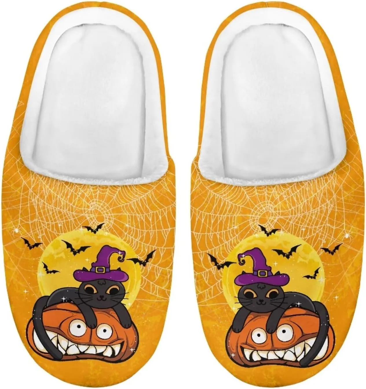 Halloween Plush Slippers for Kid Soft Slippers Floral Fluffy Fuzzy Slip-On Anti-Skid Outdoor Home Slipper for Kids