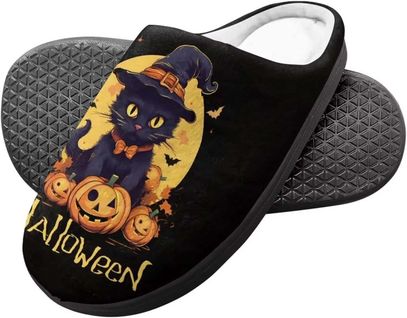 Halloween Plush Slippers for Kid Soft Slippers Floral Fluffy Fuzzy Slip-On Anti-Skid Outdoor Home Slipper for Kids
