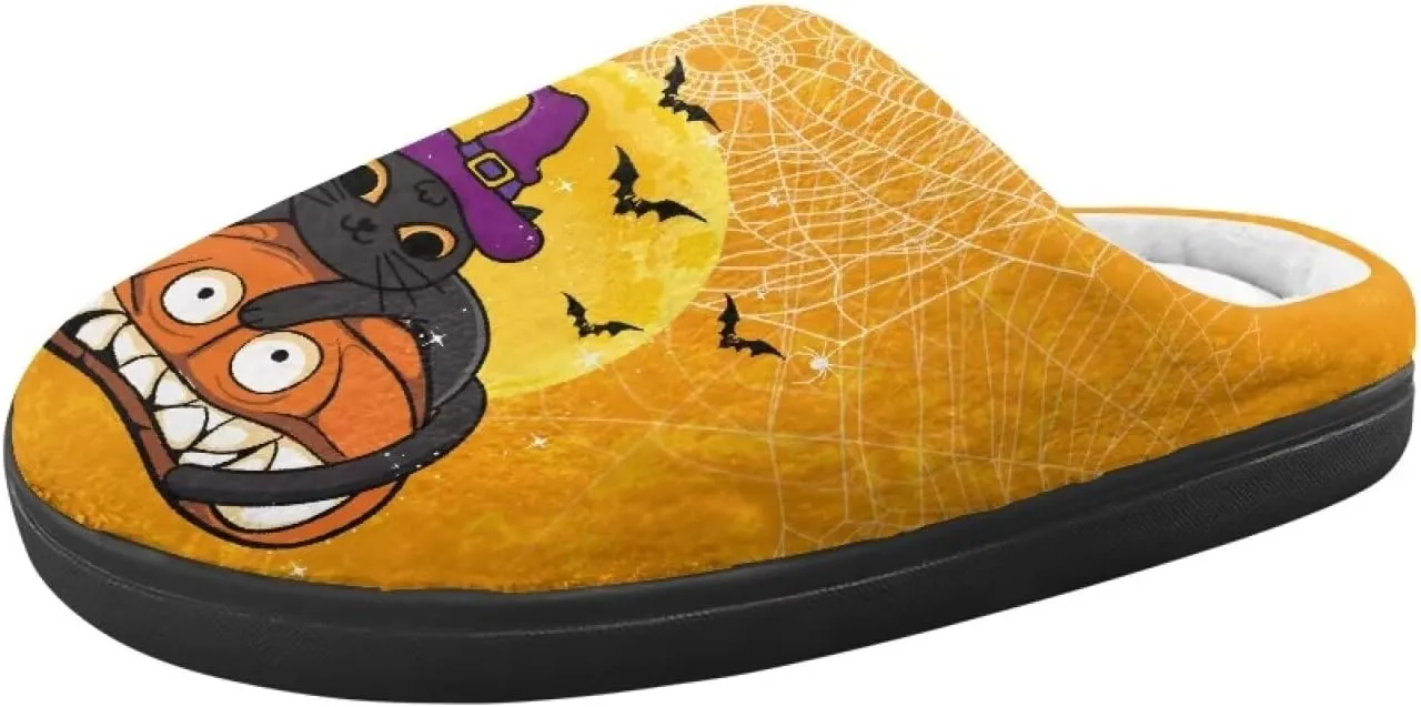 Halloween Plush Slippers for Kid Soft Slippers Floral Fluffy Fuzzy Slip-On Anti-Skid Outdoor Home Slipper for Kids