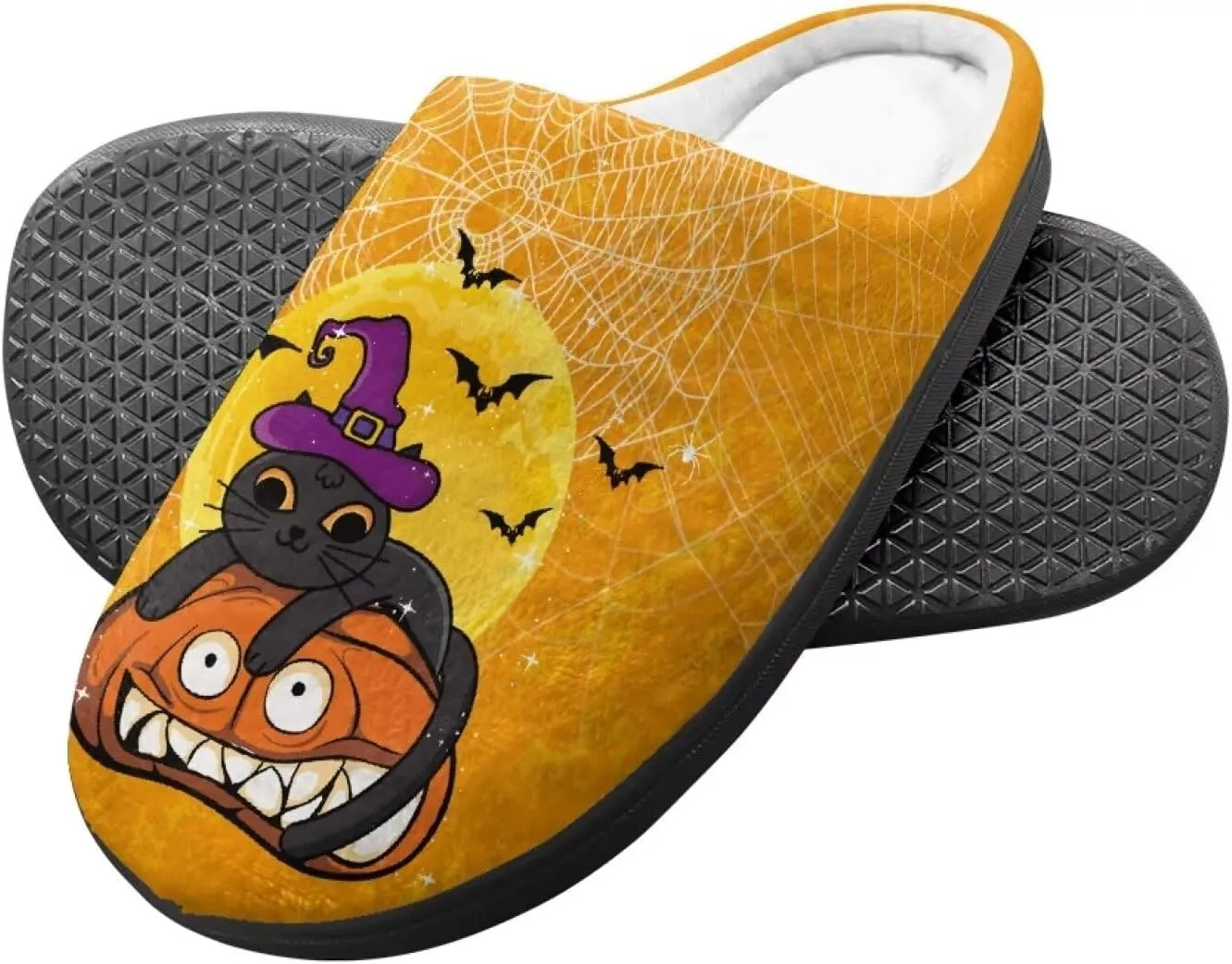 Halloween Plush Slippers for Kid Soft Slippers Floral Fluffy Fuzzy Slip-On Anti-Skid Outdoor Home Slipper for Kids