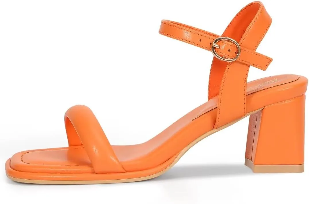 Heels Charm Women's Chunky Block Heeled Sandals 2.56 Inches Open Toe Ankle Strap Block High Heel Sandal Dress Dancing Sandals Daily Work Party Shoes